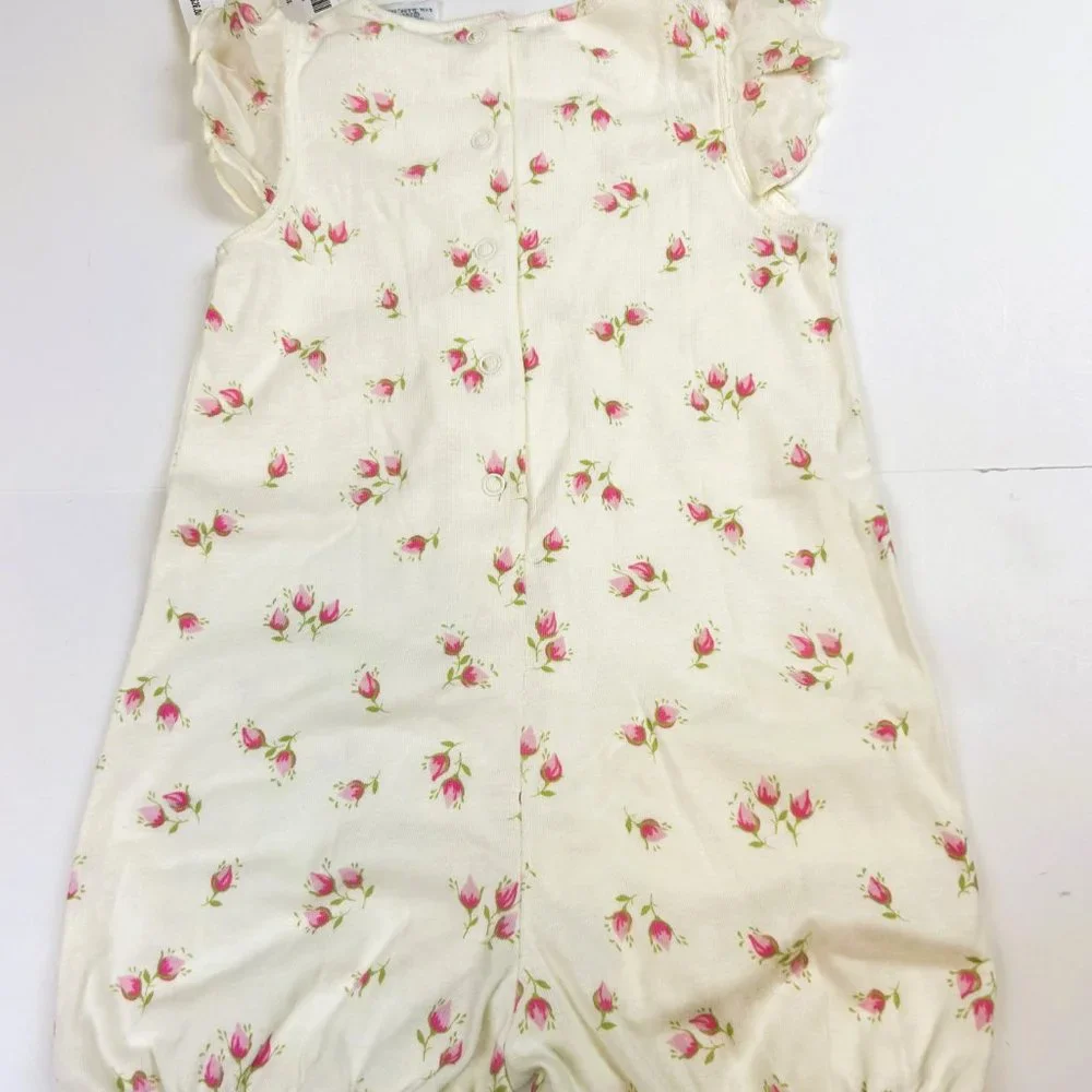 NWT Gymboree Baby Girl Smocked Rosebud Romper Size 6-9 Months